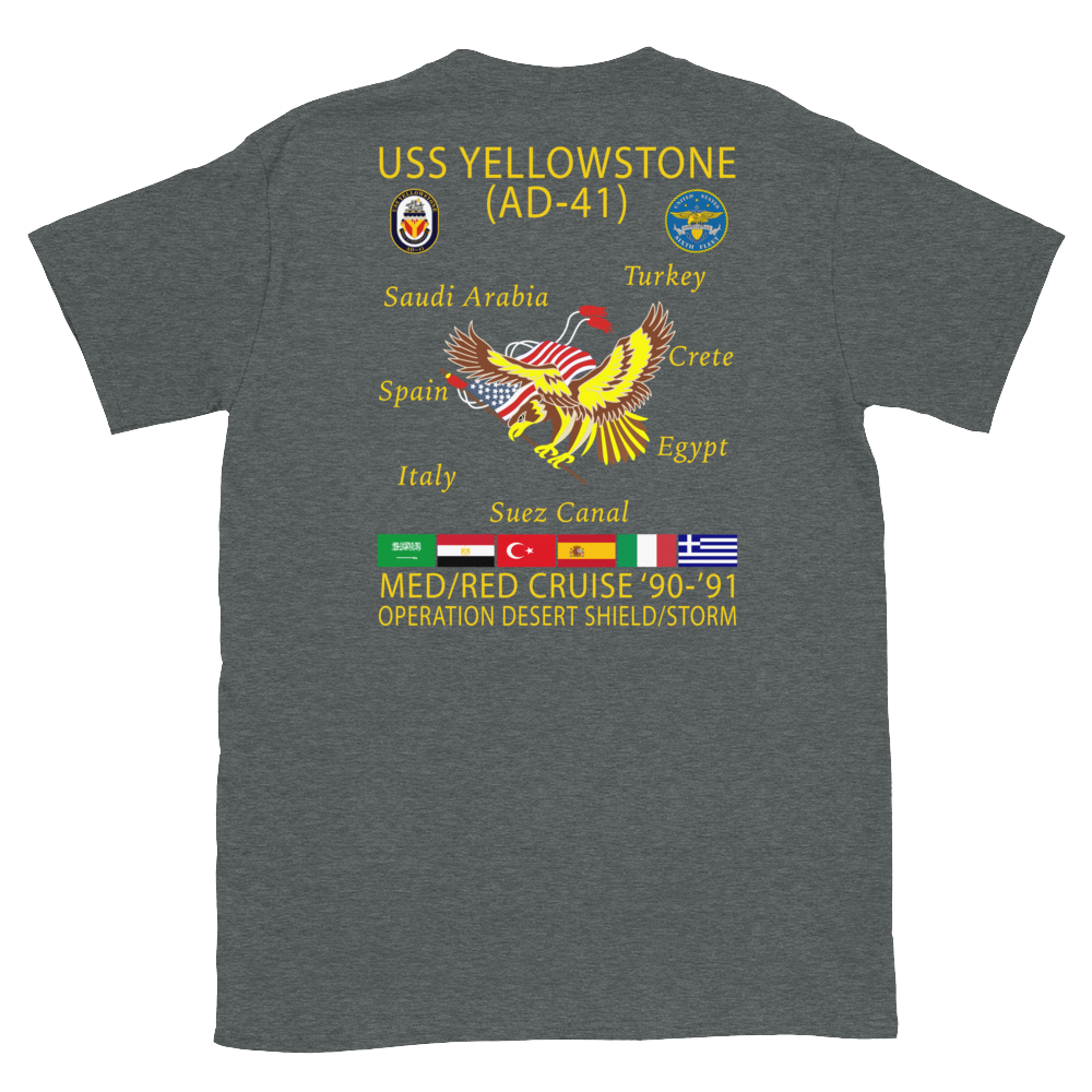USS Yellowstone (AD-41) 1990-91 ODS/S Cruise Shirt – back view, heather