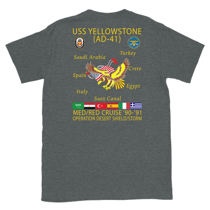 USS Yellowstone (AD-41) 1990-91 ODS/S Cruise Shirt – back view, heather