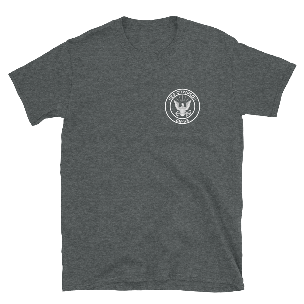 USS Cowpens (CG-63) 1998 WESTPAC Short-Sleeve T-Shirt – front view, heather