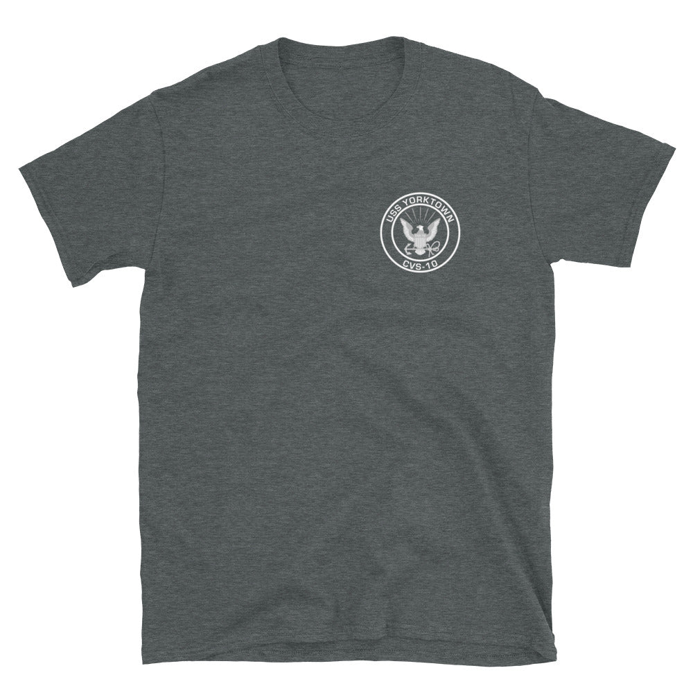USS Yorktown (CVS-10) 1961-62 WESTPAC Short-Sleeve Unisex T-Shirt – front view, heather