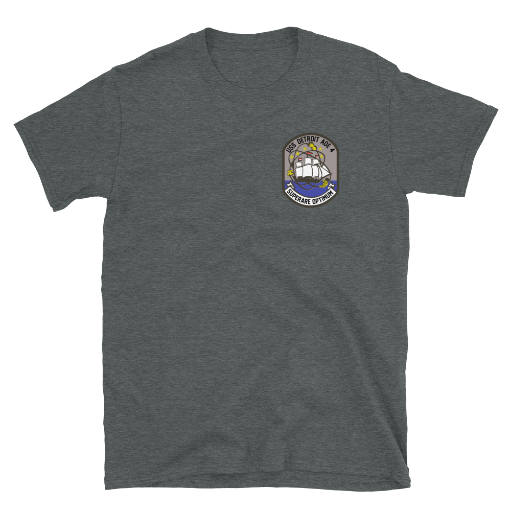 USS Detroit (AOE-4) 1983 Med Cruise T-Shirt – front view, heather