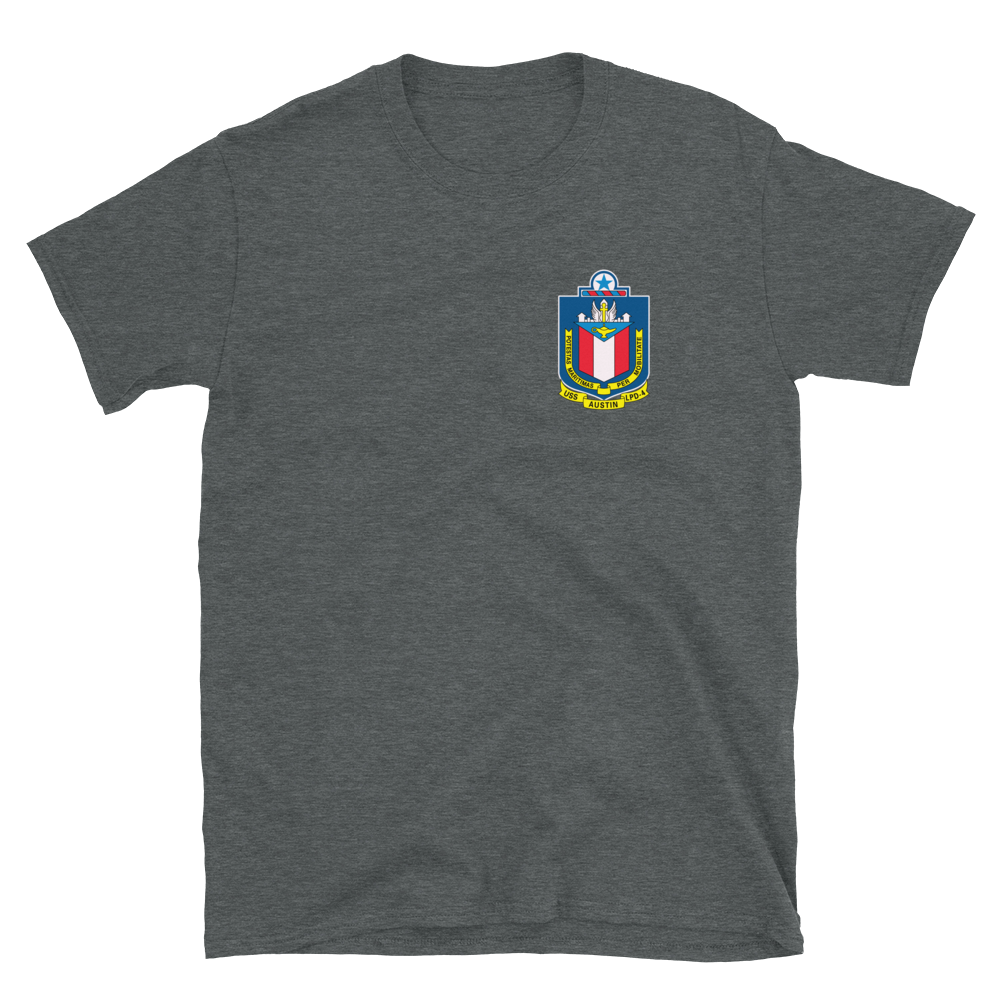 USS Austin (LPD-4) 2002-03 Cruise Shirt – front view, heather