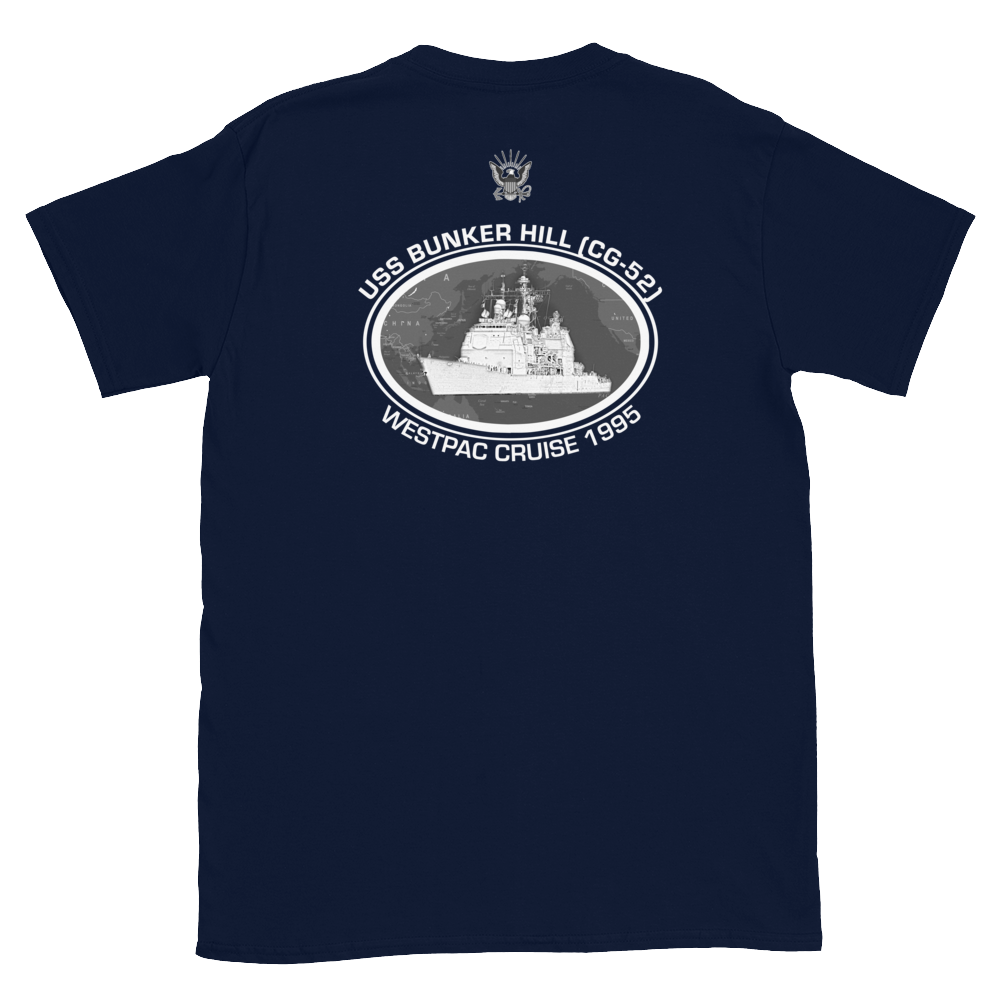 USS Bunker Hill (CG-52) 1995 Deployment Short-Sleeve T-Shirt – back view, navy