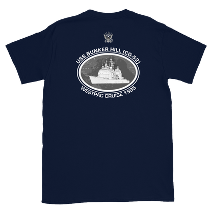 USS Bunker Hill (CG-52) 1995 Deployment Short-Sleeve T-Shirt – back view, navy