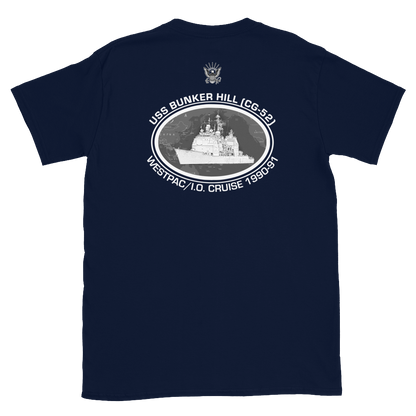 USS Bunker Hill (CG-52) 1990-91 Deployment Short-Sleeve T-Shirt – back view, navy