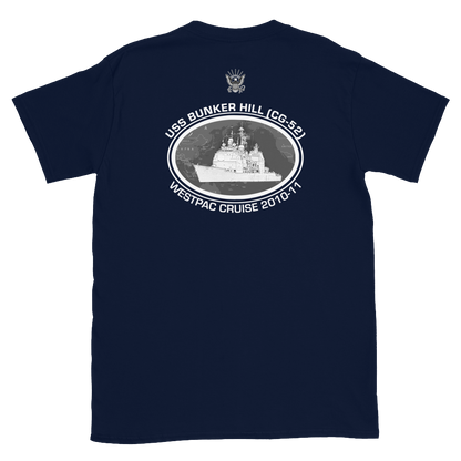 USS Bunker Hill (CG-52) 2010-11 Deployment Short-Sleeve T-Shirt – back view, navy