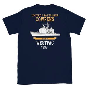 USS Cowpens (CG-63) 1998 WESTPAC Short-Sleeve T-Shirt – back view, navy