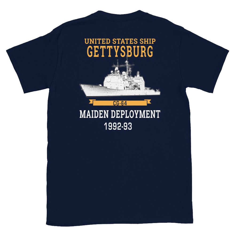 USS Gettysburg (CG-64) 1992-93 Maiden Deployment Short-Sleeve T-Shirt