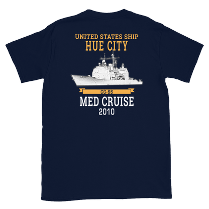 USS Hue City (CG-66) 2010 MED Short-Sleeve Unisex T-Shirt – back view, navy