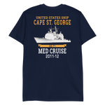 USS Cape St. George (CG-71) 2011-12 MED Short-Sleeve Unisex T-Shirt – back view, navy