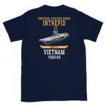 USS Intrepid (CVS-11) 1968-69 Vietnam Short-Sleeve T-Shirt – back view, navy
