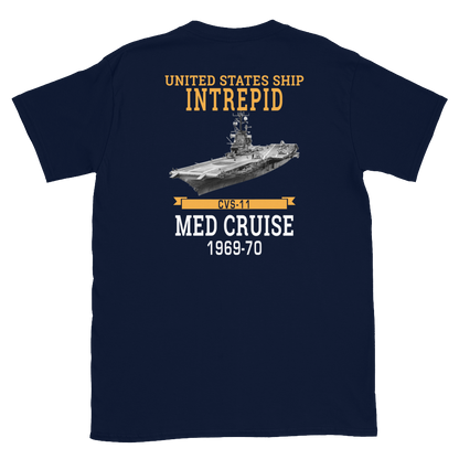 USS Intrepid (CVS-11) 1969-70 MED Short-Sleeve T-Shirt – back view, navy