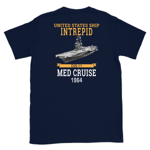 USS Intrepid (CVS-11) 1964 MED Short-Sleeve T-Shirt – back view, navy