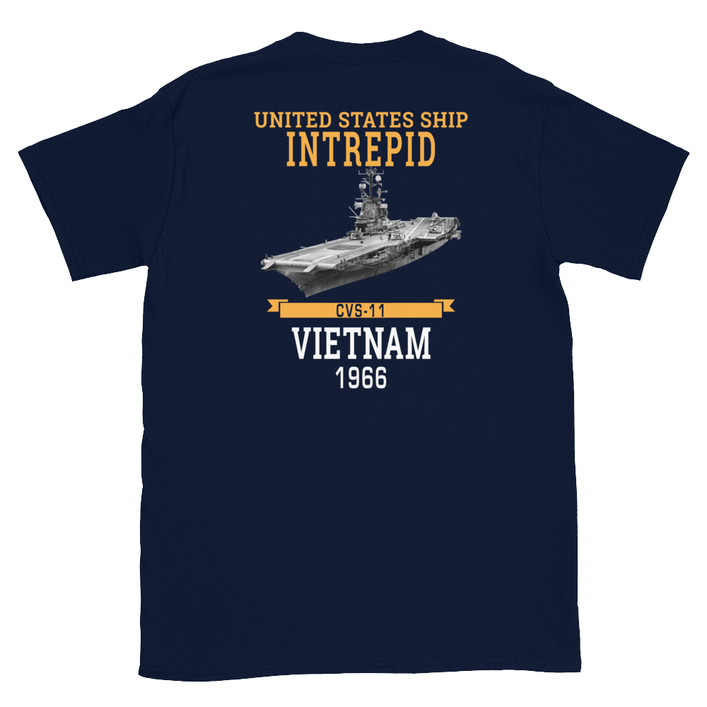 USS Intrepid (CVS-11) 1966 Vietnam Short-Sleeve T-Shirt – back view, navy