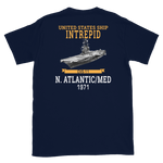 USS Intrepid (CVS-11) 1971 N.Atlantic/MED Short-Sleeve T-Shirt – back view, navy