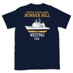 USS Bunker Hill (CG-52) 1995 WESTPAC Short-Sleeve Unisex T-Shirt – back view, navy