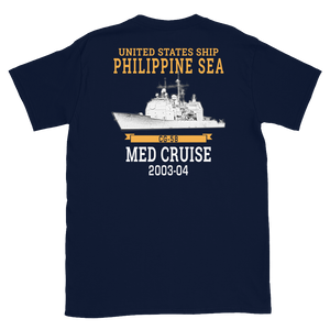 USS Philippine Sea (CG-58) 2003-04 Short-Sleeve Unisex T-Shirt – back view, navy