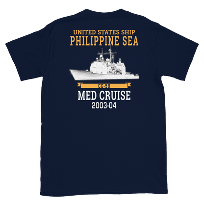 USS Philippine Sea (CG-58) 2003-04 Short-Sleeve Unisex T-Shirt – back view, navy