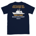 USS Philippine Sea (CG-58) 1990-91 Short-Sleeve Unisex T-Shirt – back view, navy