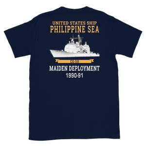 USS Philippine Sea (CG-58) 1990-91 Short-Sleeve Unisex T-Shirt – back view, navy
