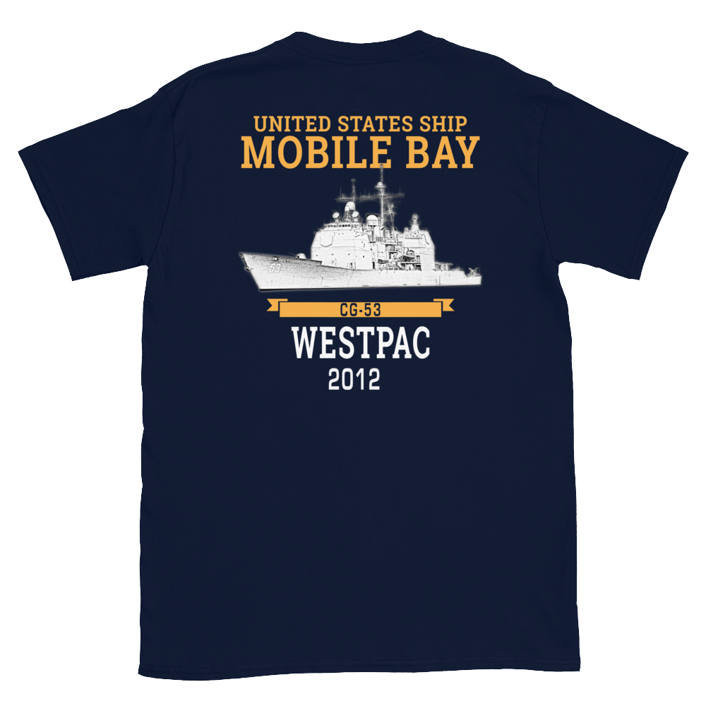 USS Mobile Bay (CG-53) 2012 Deployment Short-Sleeve T-Shirt – back view, navy