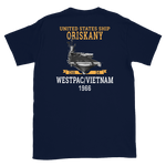USS Oriskany (CVA-34) 1966 WESTPAC/VIETNAM Short-Sleeve Unisex T-Shirt – back view, navy