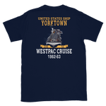 USS Yorktown (CVS-10) 1962-63 WESTPAC Short-Sleeve Unisex T-Shirt – back view, navy