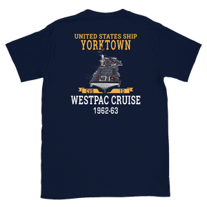 USS Yorktown (CVS-10) 1962-63 WESTPAC Short-Sleeve Unisex T-Shirt – back view, navy