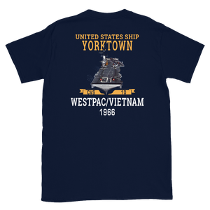 USS Yorktown (CVS-10) 1966 WESTPAC/VIETNAM Short-Sleeve Unisex T-Shirt – back view, navy