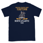 USS Yorktown (CVS-10) 1969 NORTH ATLANTIC Short-Sleeve Unisex T-Shirt – back view, navy