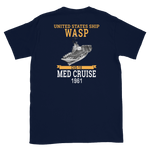 USS Wasp (CVS-18) 1961 MED Short-Sleeve Unisex T-Shirt – back view, navy
