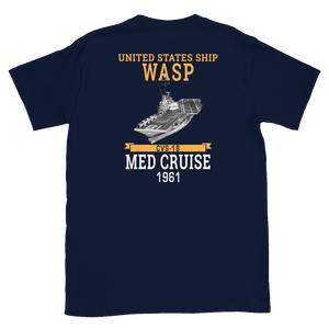USS Wasp (CVS-18) 1961 MED Short-Sleeve Unisex T-Shirt – back view, navy