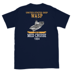 USS Wasp (CVS-18) 1964 MED Short-Sleeve Unisex T-Shirt – back view, navy