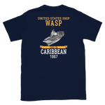 USS Wasp (CVS-18) 1967 CARIBBEAN Short-Sleeve Unisex T-Shirt – back view, navy