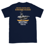 USS Bonhomme Richard (CVS-31) 1962-63 WESTPAC Short-Sleeve Unisex T-Shirt – back view, navy