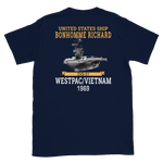 USS Bonhomme Richard (CVS-31) 1969 WESTPAC/VIETNAM Short-Sleeve Unisex T-Shirt – back view, navy