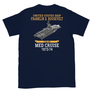 USS Franklin D. Roosevelt (CVA-42) 1973-74 MED CRUISE T-Shirt – back view, navy
