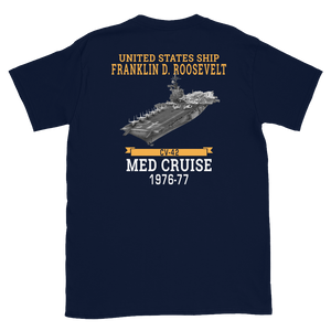 USS Franklin D. Roosevelt (CV-42) 1976-77 MED CRUISE T-Shirt – back view, navy