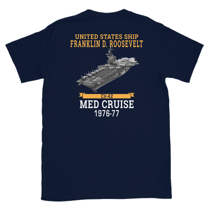 USS Franklin D. Roosevelt (CV-42) 1976-77 MED CRUISE T-Shirt – back view, navy