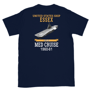 USS Essex (CVS-9) 1960-61 MED CRUISE T-Shirt – back view, navy