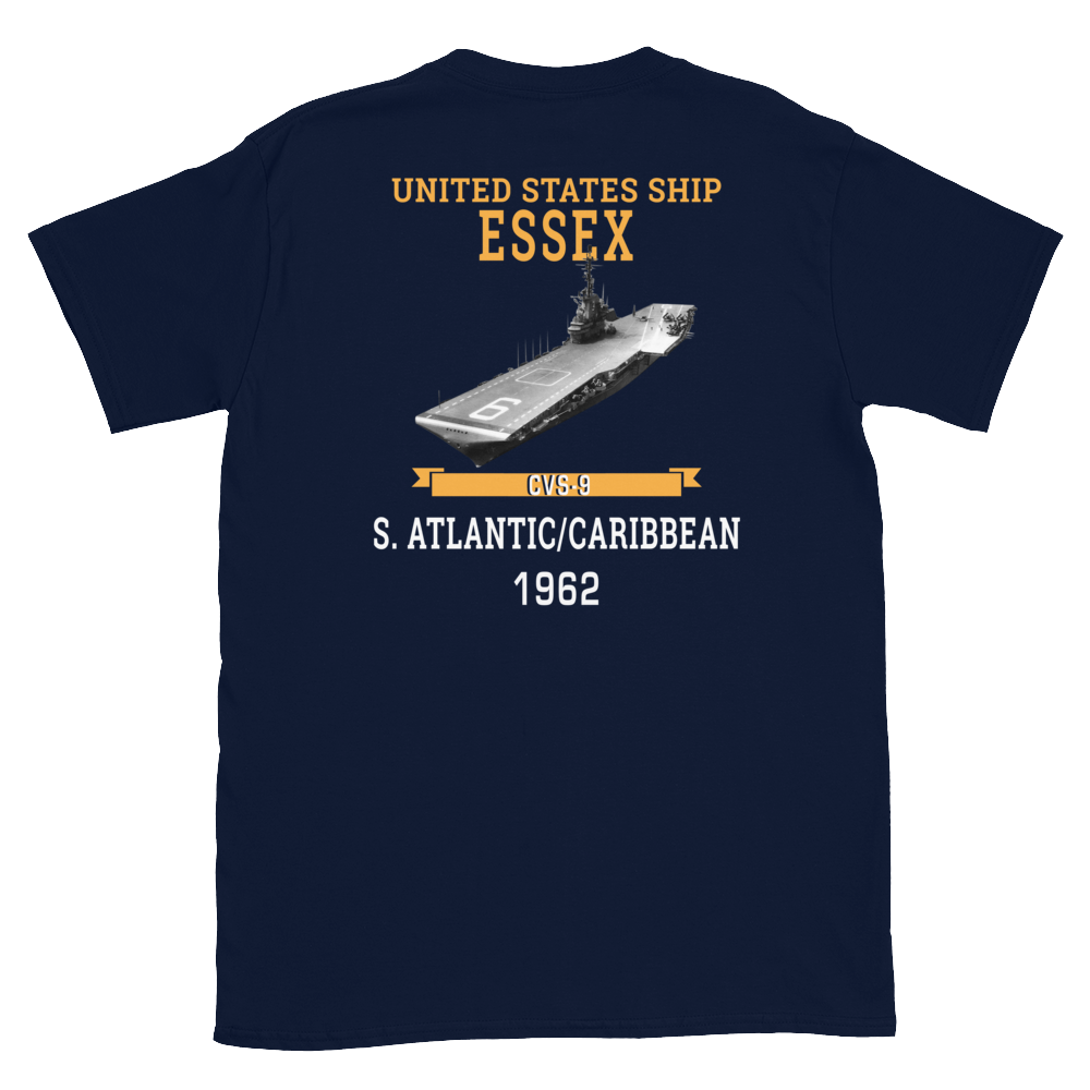 USS Essex (CVS-9) 1962 S. ATLANTIC/CARIBBEAN T-Shirt – back view, navy