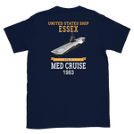 USS Essex (CVS-9) 1963 MED CRUISE T-Shirt – back view, navy