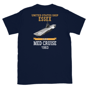 USS Essex (CVS-9) 1963 MED CRUISE T-Shirt – back view, navy