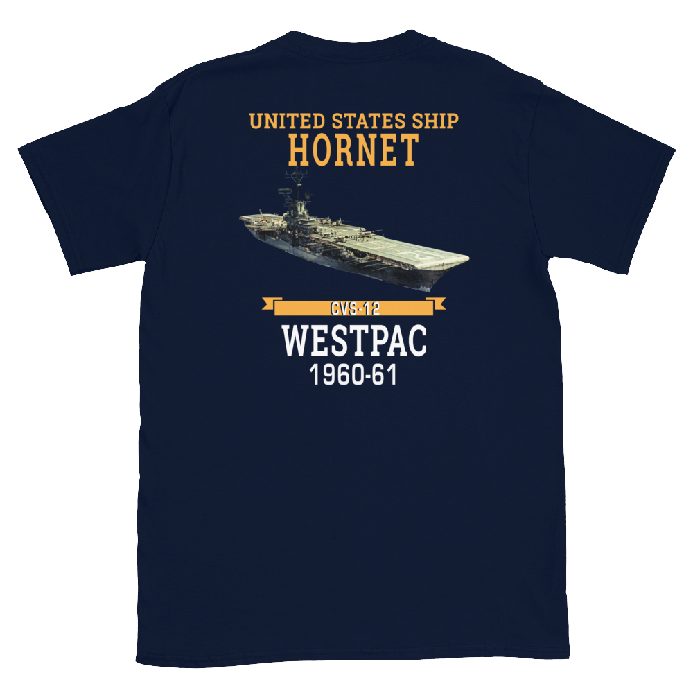 USS Hornet (CVS-12) 1960-61 WESTPAC T-Shirt – back view, navy