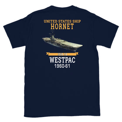 USS Hornet (CVS-12) 1960-61 WESTPAC T-Shirt – back view, navy