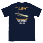 USS Hornet (CVS-12) 1962-63 WESTPAC T-Shirt – back view, navy