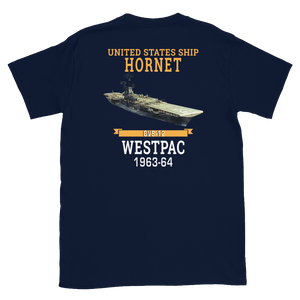 USS Hornet (CVS-12) 1963-64 WESTPAC T-Shirt – back view, navy