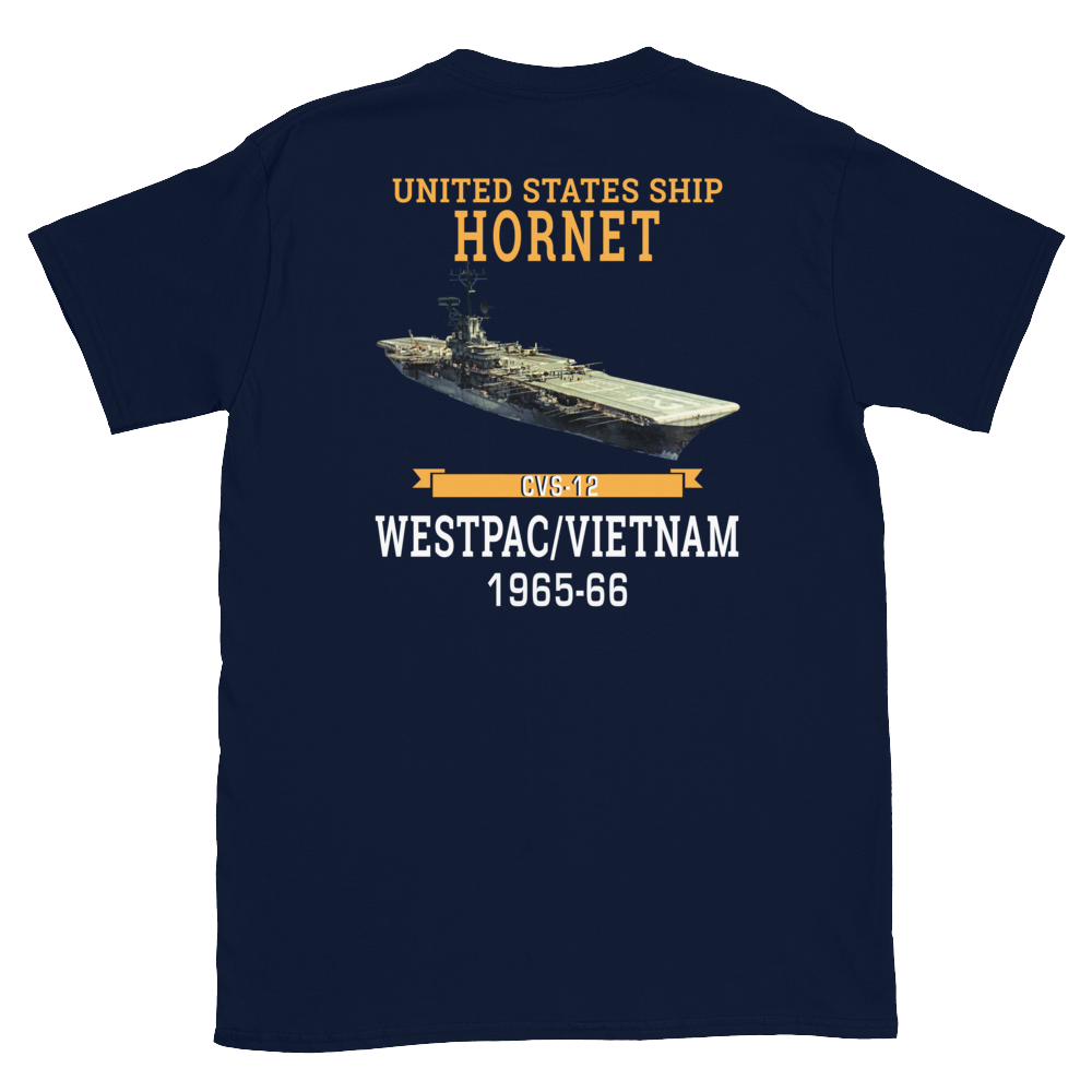 USS Hornet (CVS-12) 1965-66 WESTPAC/VIETNAM T-Shirt – back view, navy
