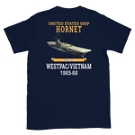 USS Hornet (CVS-12) 1965-66 WESTPAC/VIETNAM T-Shirt – back view, navy