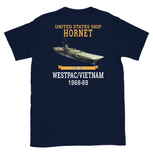 USS Hornet (CVS-12) 1968-69 WESTPAC/VIETNAM T-Shirt – back view, navy